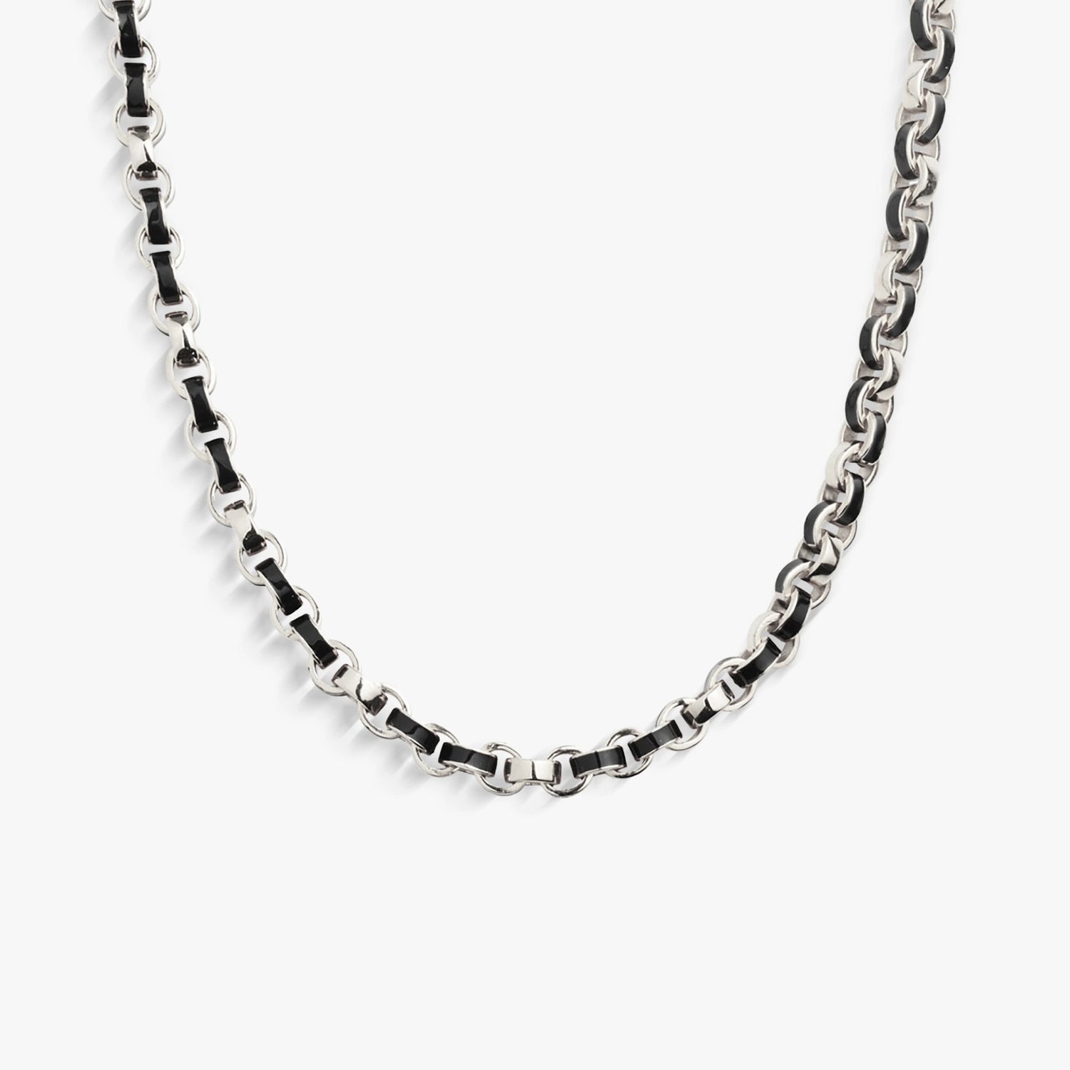 Awe Inspired Necklaces Sterling Silver / Black Men's Chunky Enamel Necklace