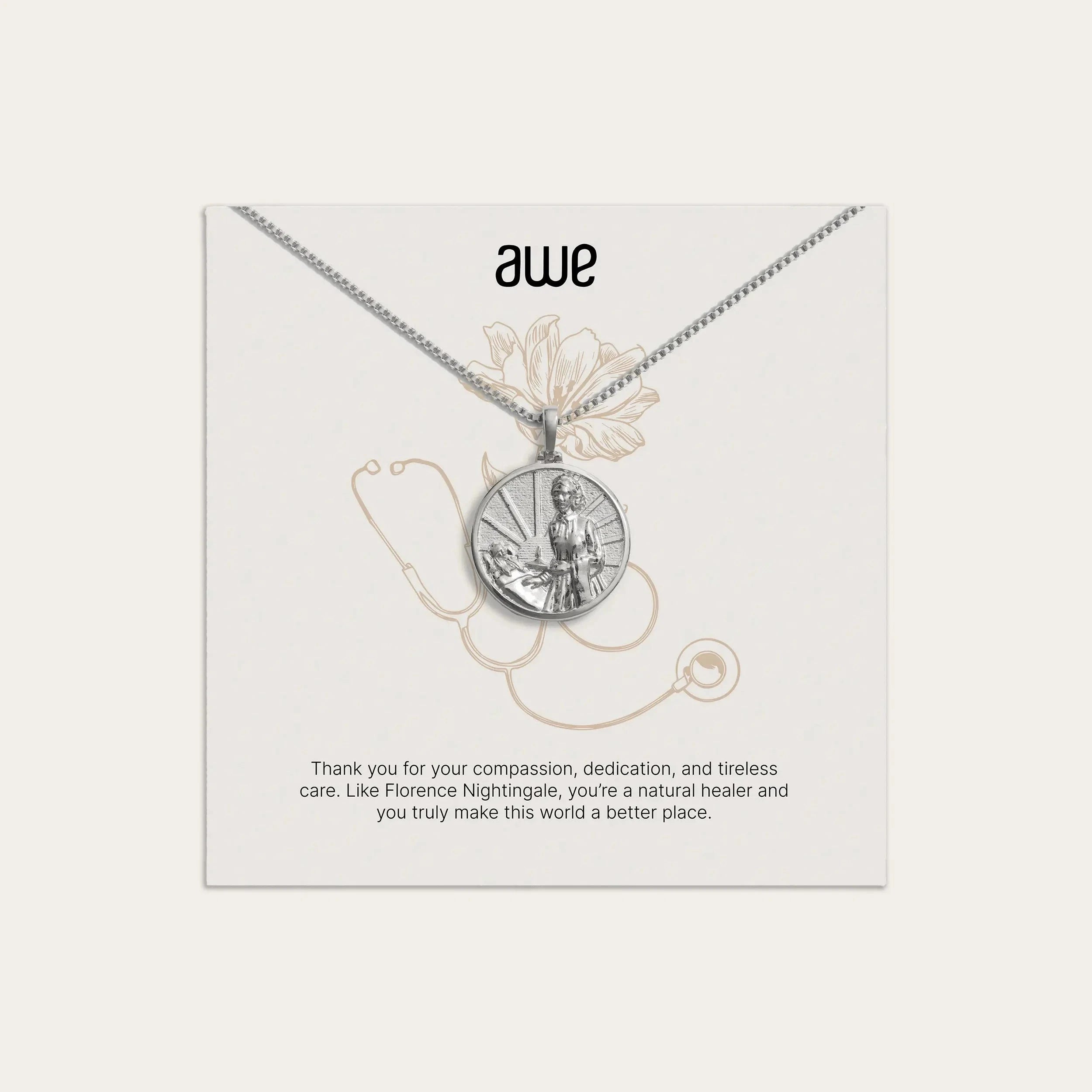 Awe Inspired Necklaces Sterling Silver / Box Chain For The Nurse Card Gift Set