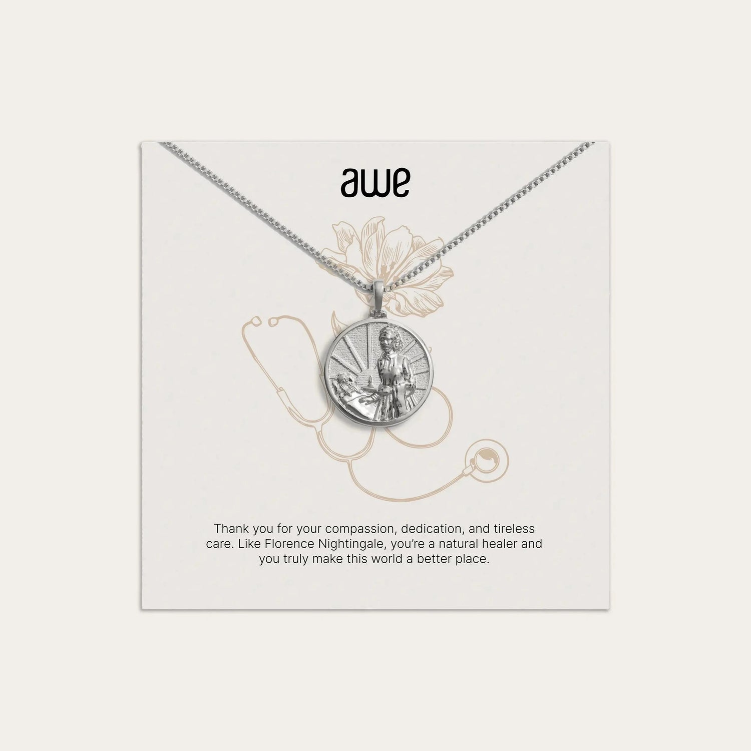 Awe Inspired Necklaces Sterling Silver / Box Chain For The Nurse Card Gift Set