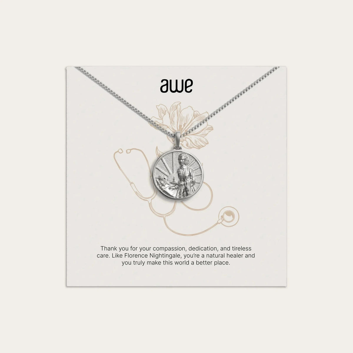 Awe Inspired Necklaces Sterling Silver / Box Chain For The Nurse Card Gift Set