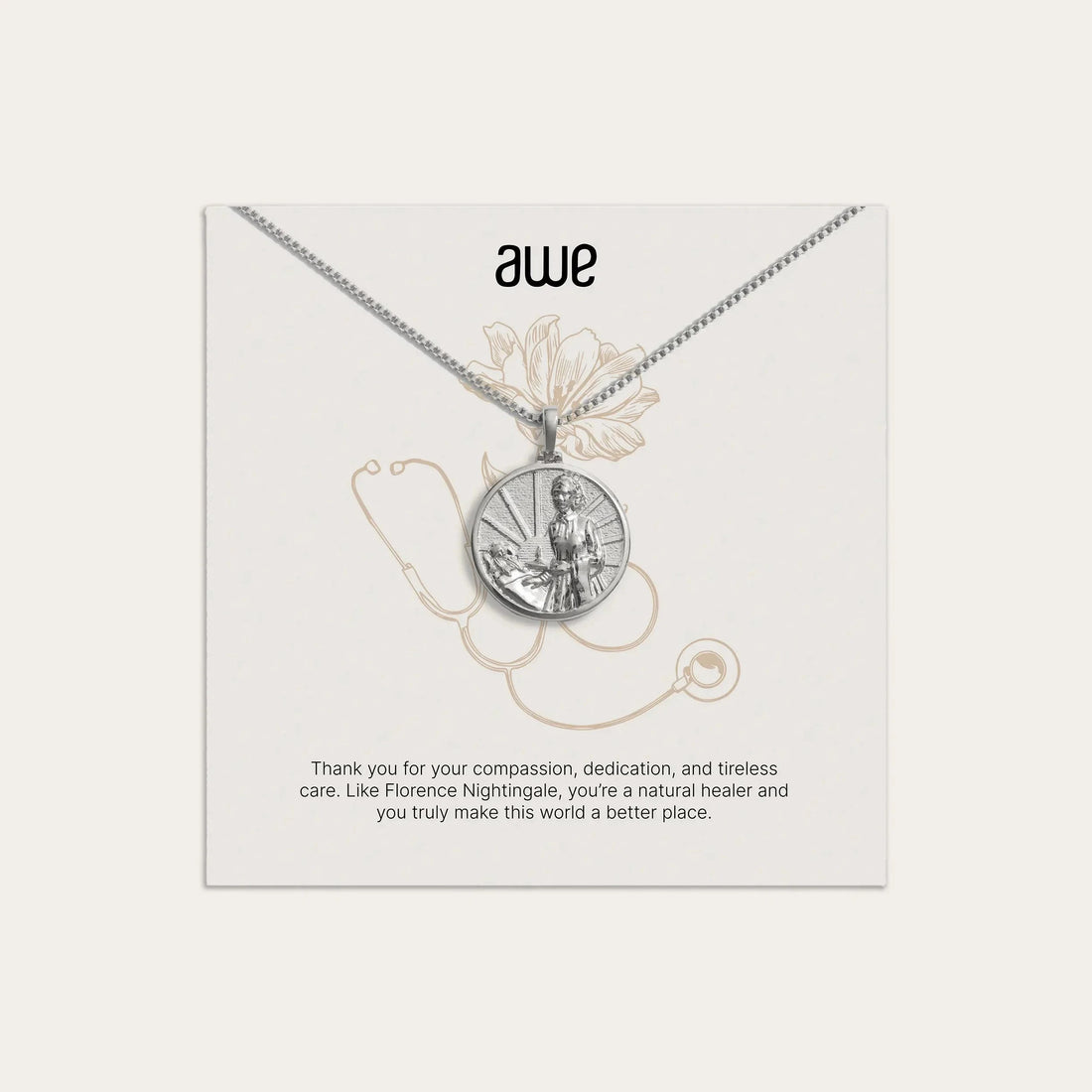 Awe Inspired Necklaces Sterling Silver / Box Chain For The Nurse Card Gift Set