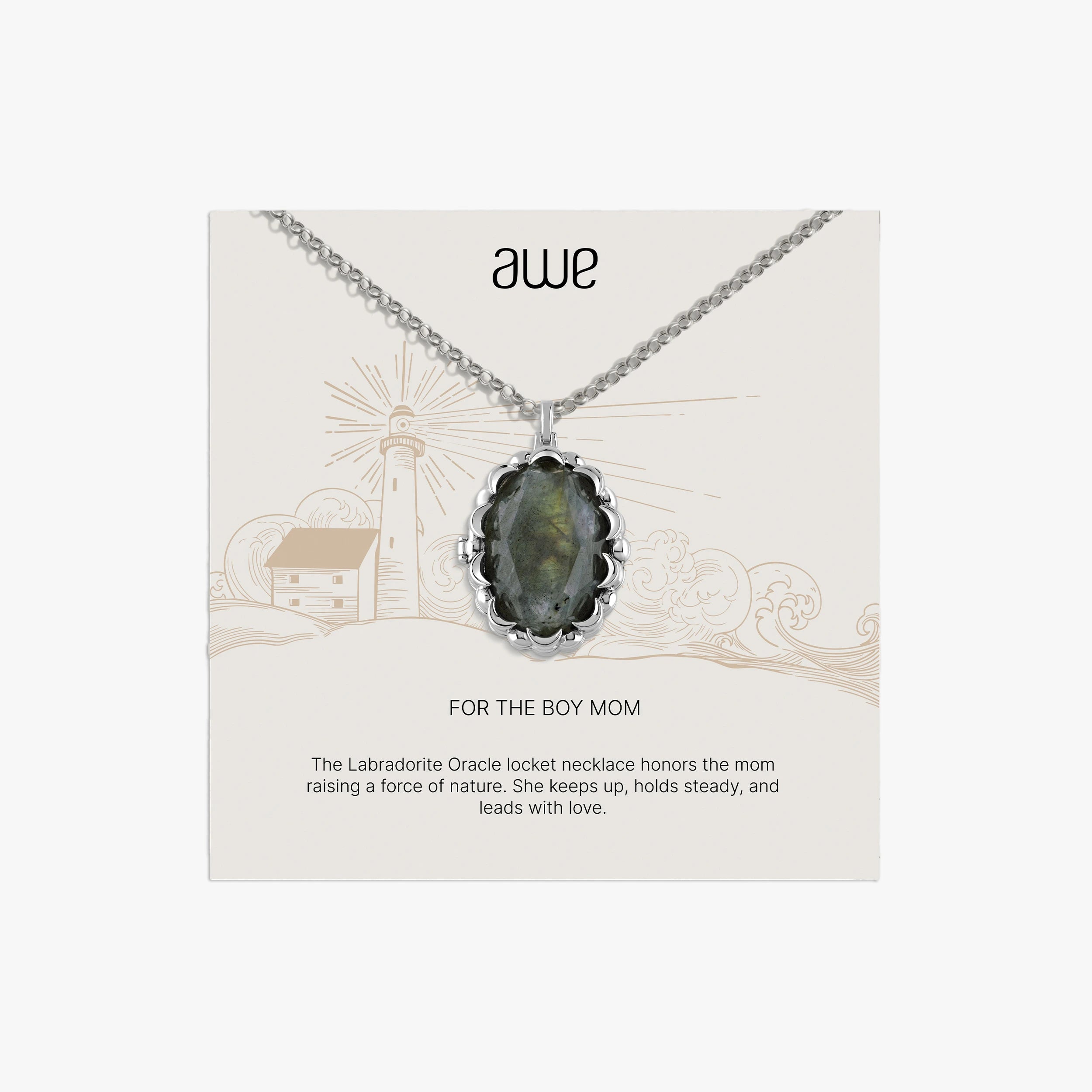 Awe Inspired Necklaces Sterling Silver Boy Mom Card Gift Set