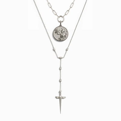 Awe Inspired Necklaces Sterling Silver By The Sword Lariat Necklace Set