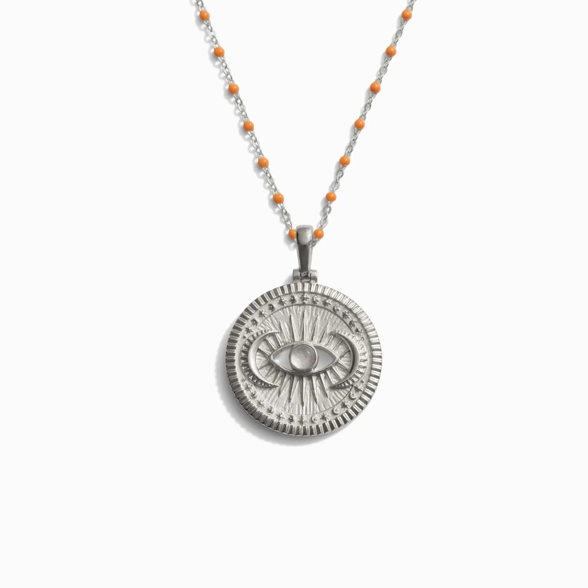 Awe Inspired Necklaces Sterling Silver Cosmic Eye + Blush Enamel Necklace