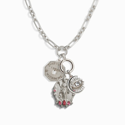 Awe Inspired Necklaces Sterling Silver Eye of Lakshmi Charm Necklace