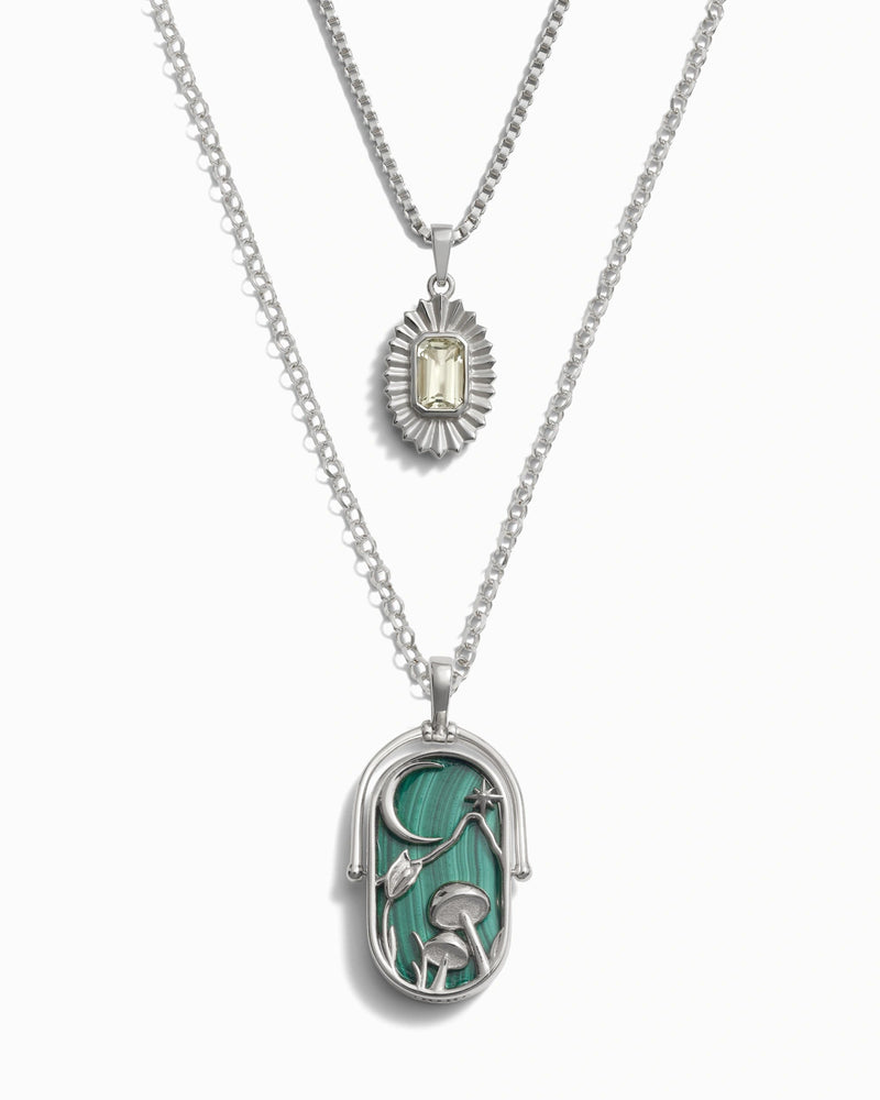 Awe Inspired Necklaces Sterling Silver / Green Amethyst / Earth Elemental Aura Necklace Set