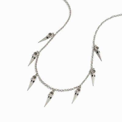 Awe Inspired Necklaces Sterling Silver / Grey Moonstone/Black Spinel Grey Moonstone Spike Collar Necklace