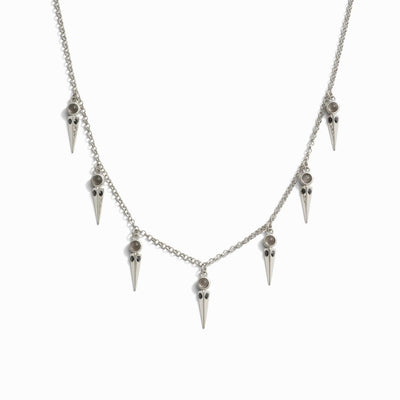 Awe Inspired Necklaces Sterling Silver / Grey Moonstone/Black Spinel Grey Moonstone Spike Collar Necklace