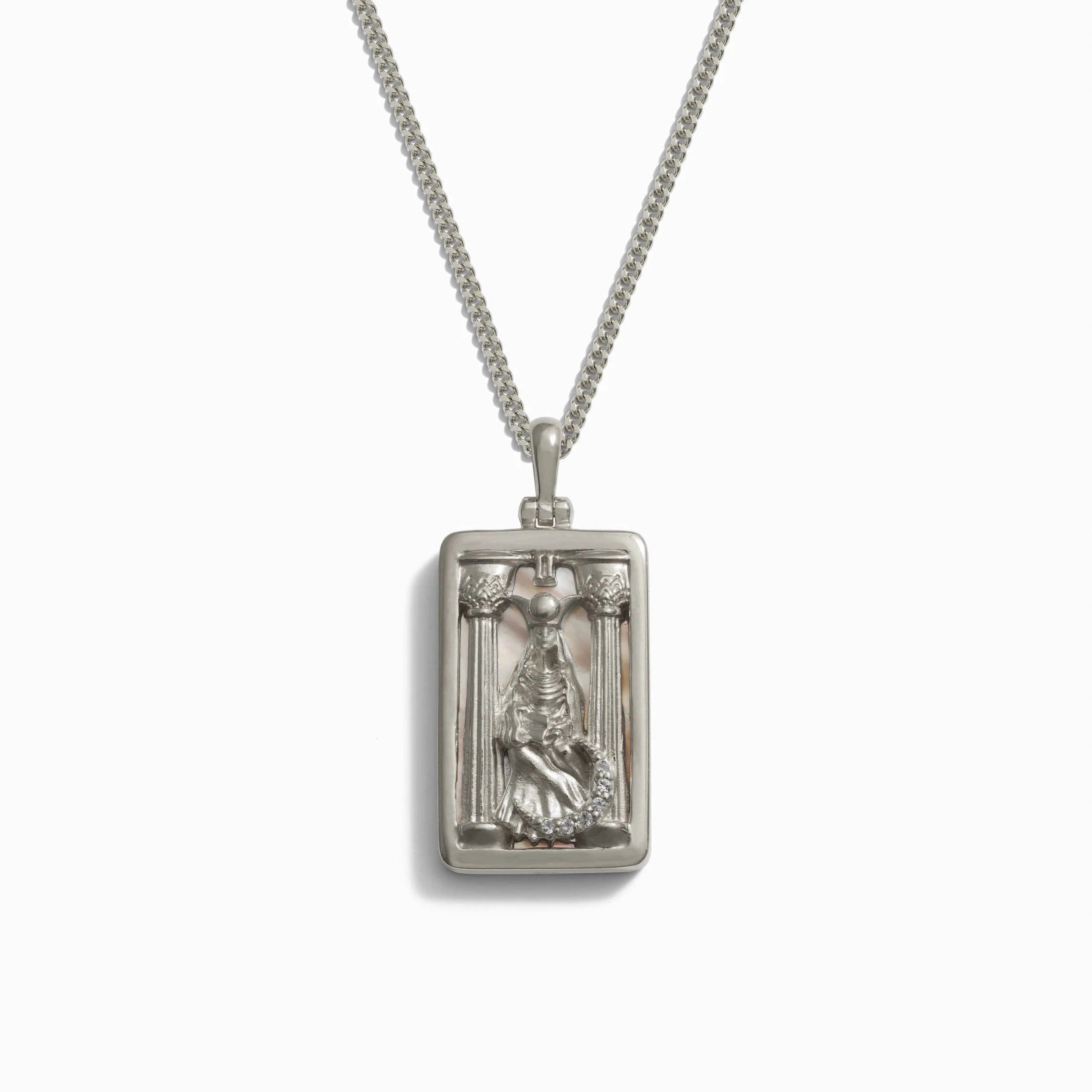 Awe Inspired Necklaces Sterling Silver / High Priestess / 16-18" Cuban Chain Men's Tarot Necklace