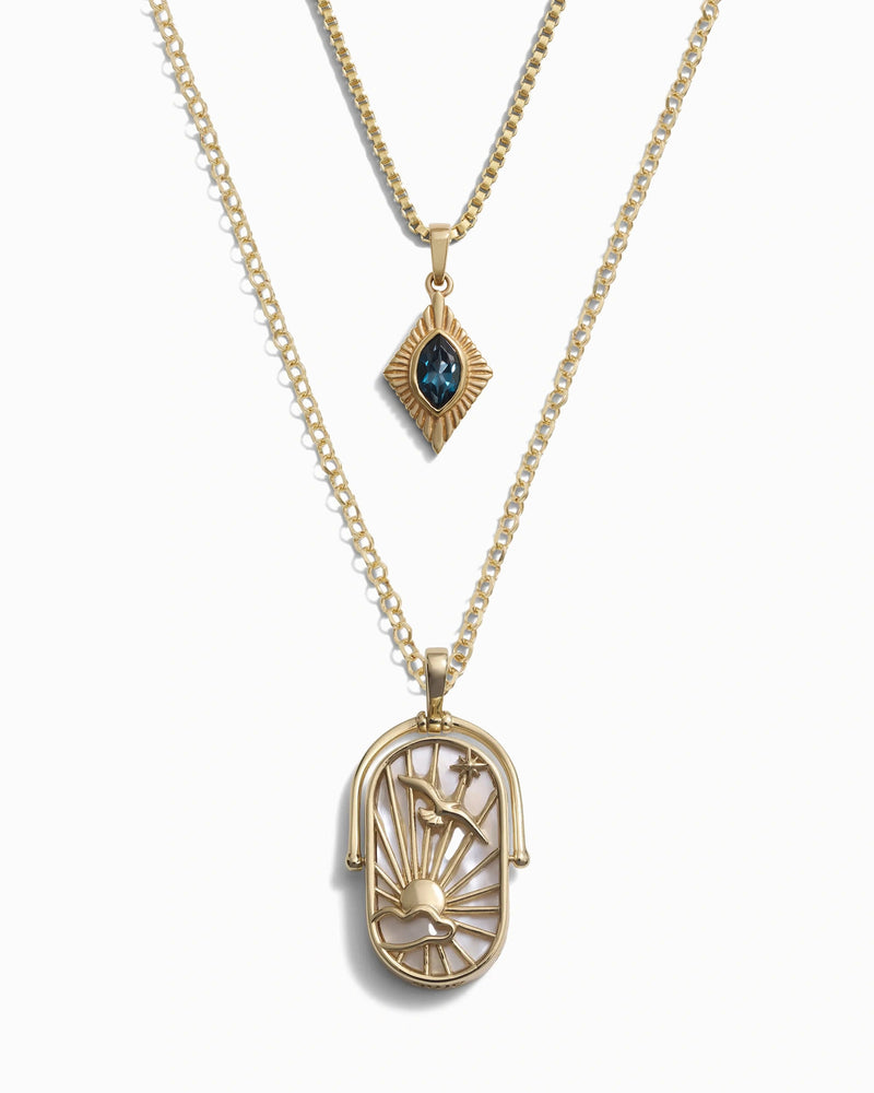 Awe Inspired Necklaces Sterling Silver / Indigo London Topaz / Air Elemental Aura Necklace Set