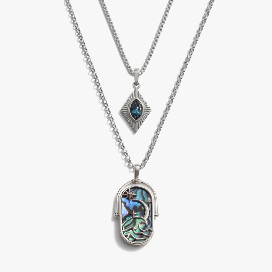 Awe Inspired Necklaces Sterling Silver / Indigo London Topaz / Water Elemental Aura Necklace Set