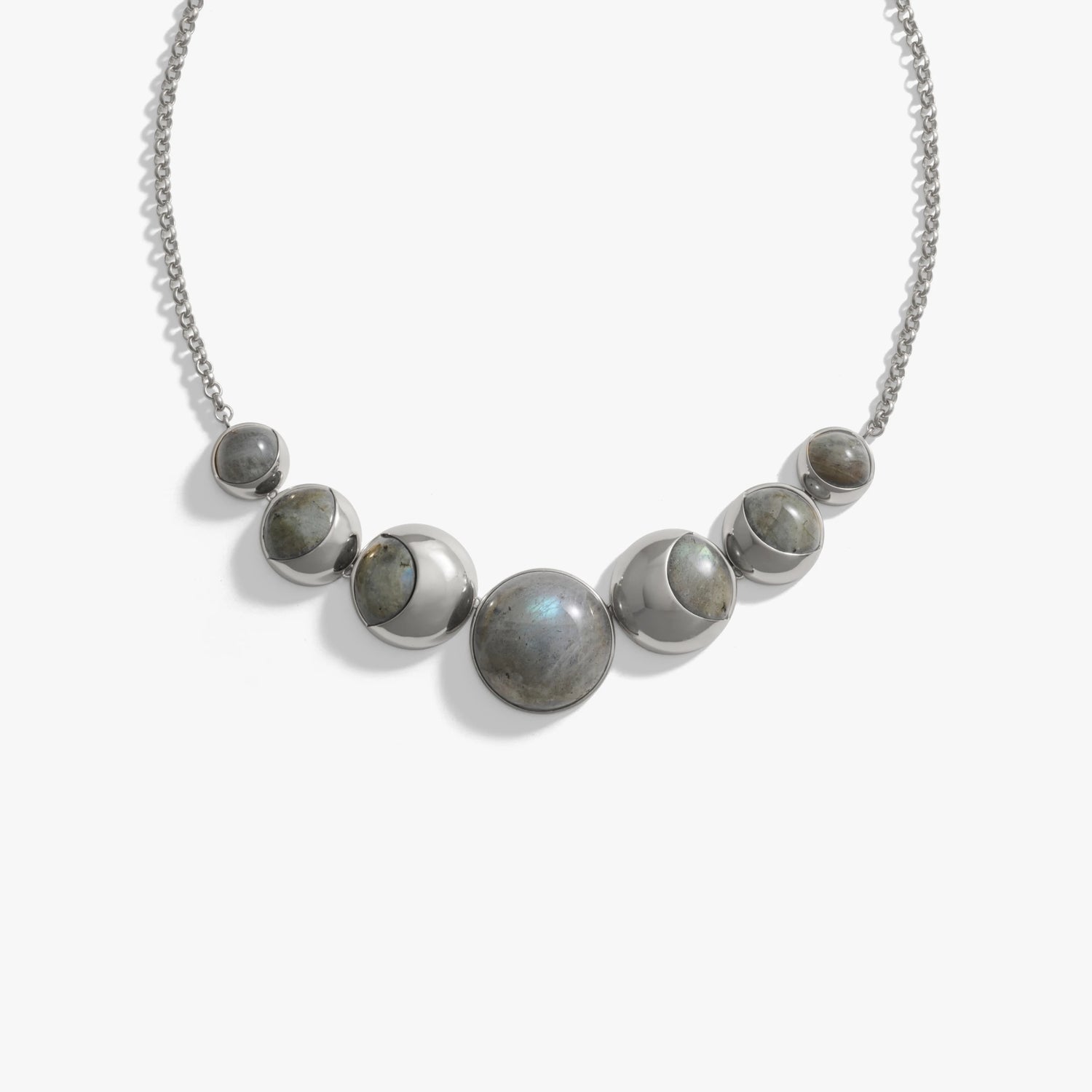 Awe Inspired Necklaces Sterling Silver Labradorite Moon Phase Statement Necklace