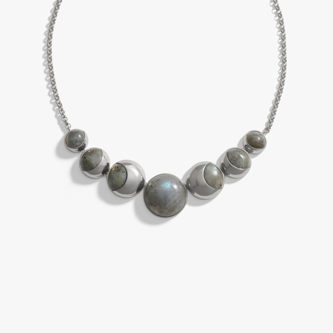 Awe Inspired Necklaces Sterling Silver Labradorite Moon Phase Statement Necklace