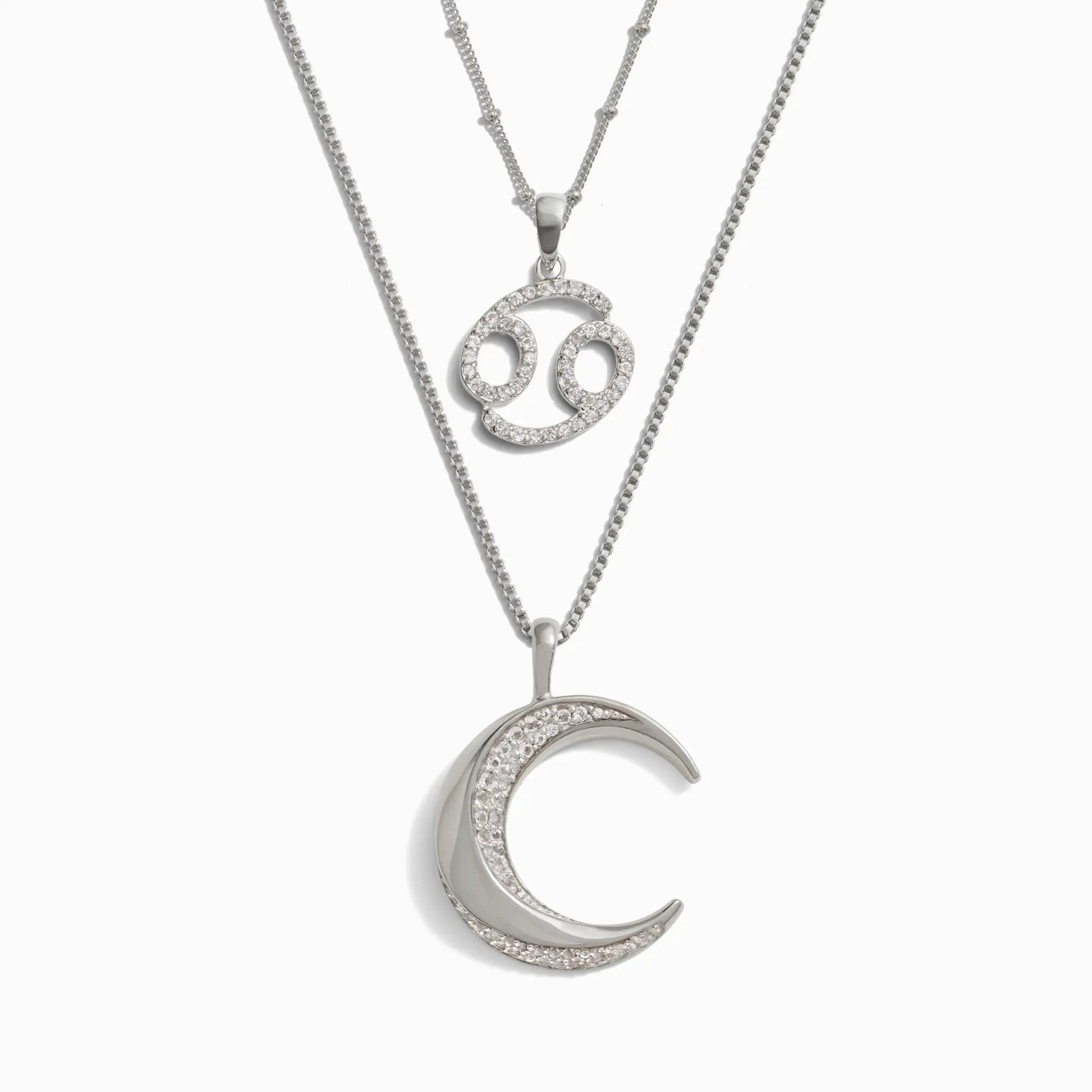 Awe Inspired Necklaces Sterling Silver / Leo Twisted Moon and Gemstone Zodiac Set