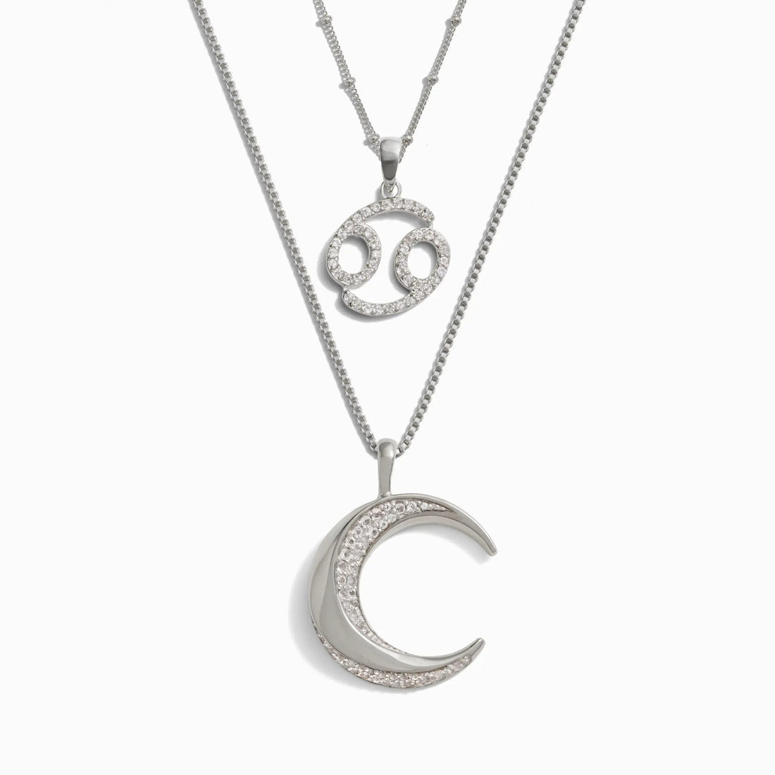 Awe Inspired Necklaces Sterling Silver / Leo Twisted Moon and Gemstone Zodiac Set