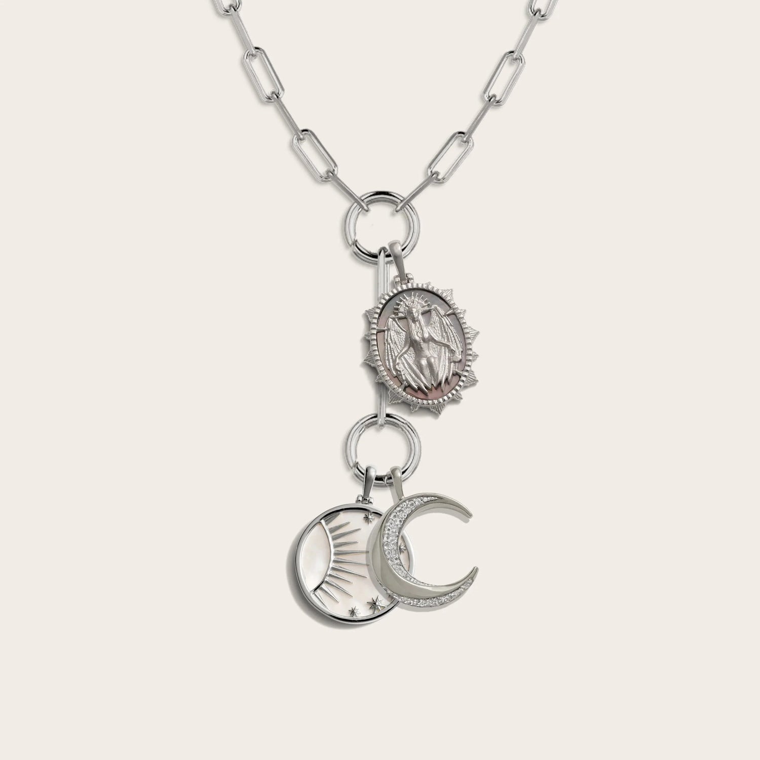 Awe Inspired Necklaces Sterling Silver Lilith Moon Charm Lariat