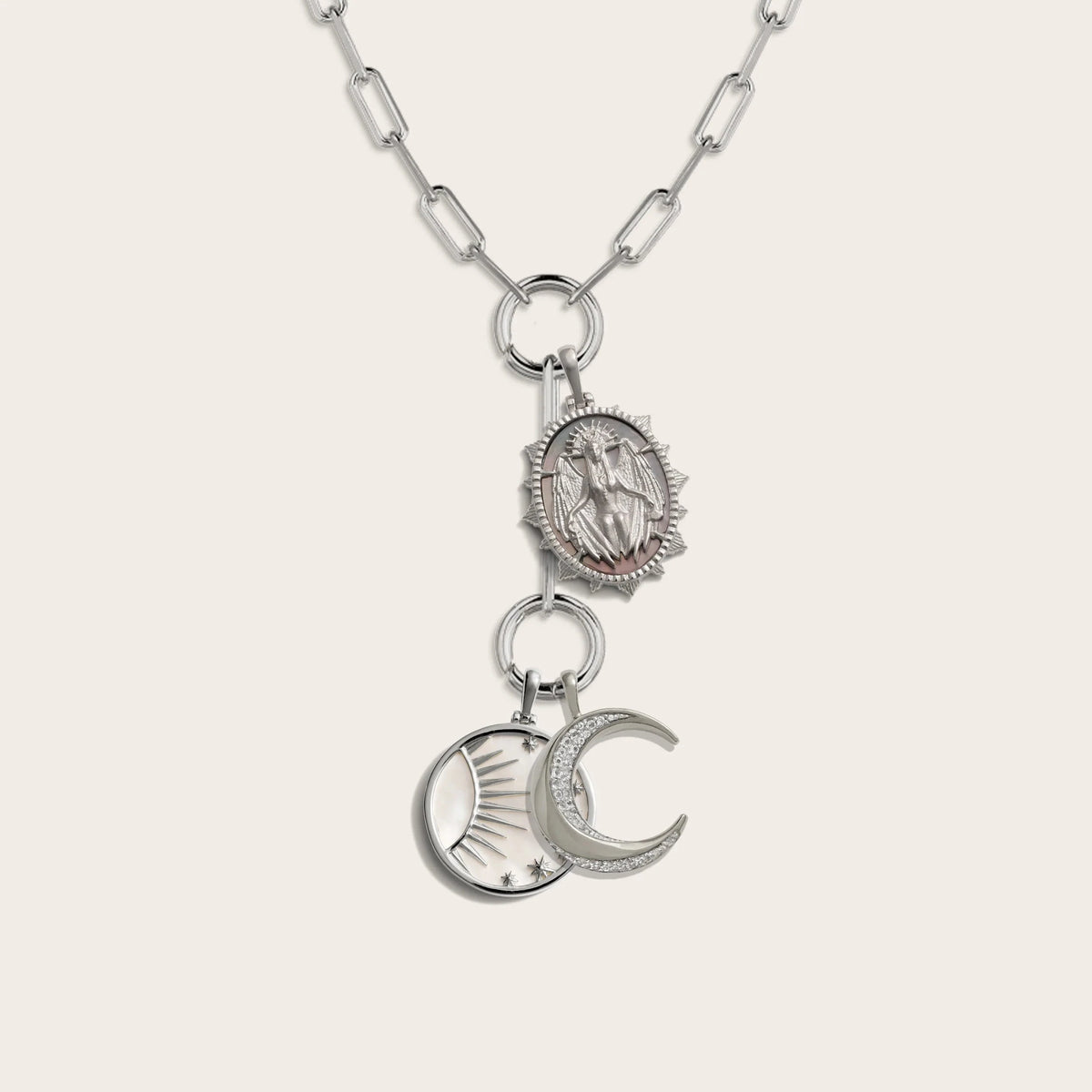 Awe Inspired Necklaces Sterling Silver Lilith Moon Charm Lariat