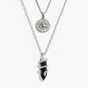 Awe Inspired Necklaces Sterling Silver Medusa and Onyx Crystal Snake Necklace Set