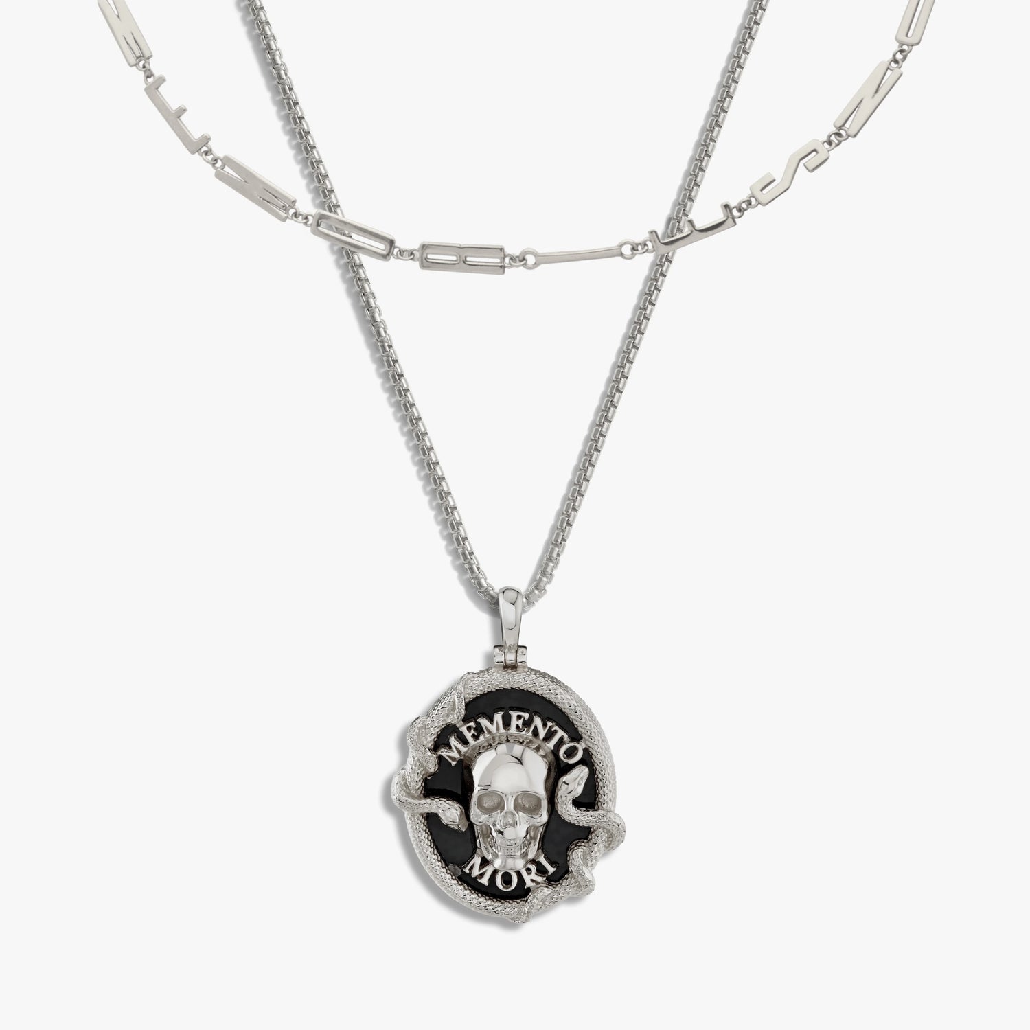 Awe Inspired Necklaces Sterling Silver Memento Mori and Affirmation Necklace Set