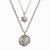 Awe Inspired Necklaces Sterling Silver Men's Apollo and Opal Sun Necklace Set