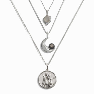 Awe Inspired Necklaces Sterling Silver Mistress of the Moon Necklace Set