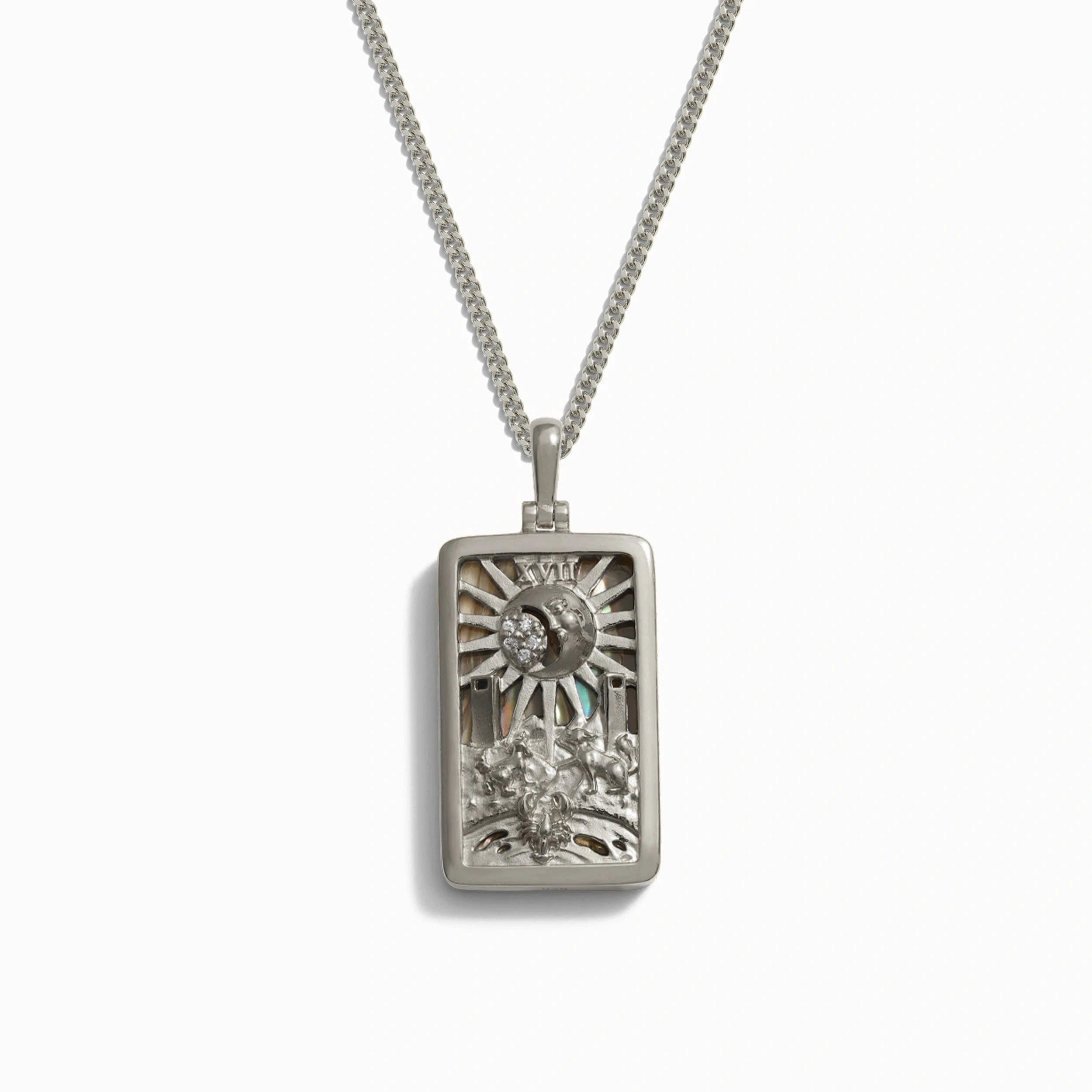 Awe Inspired Necklaces Sterling Silver / Moon / 16-18" Cuban Chain Men's Tarot Necklace