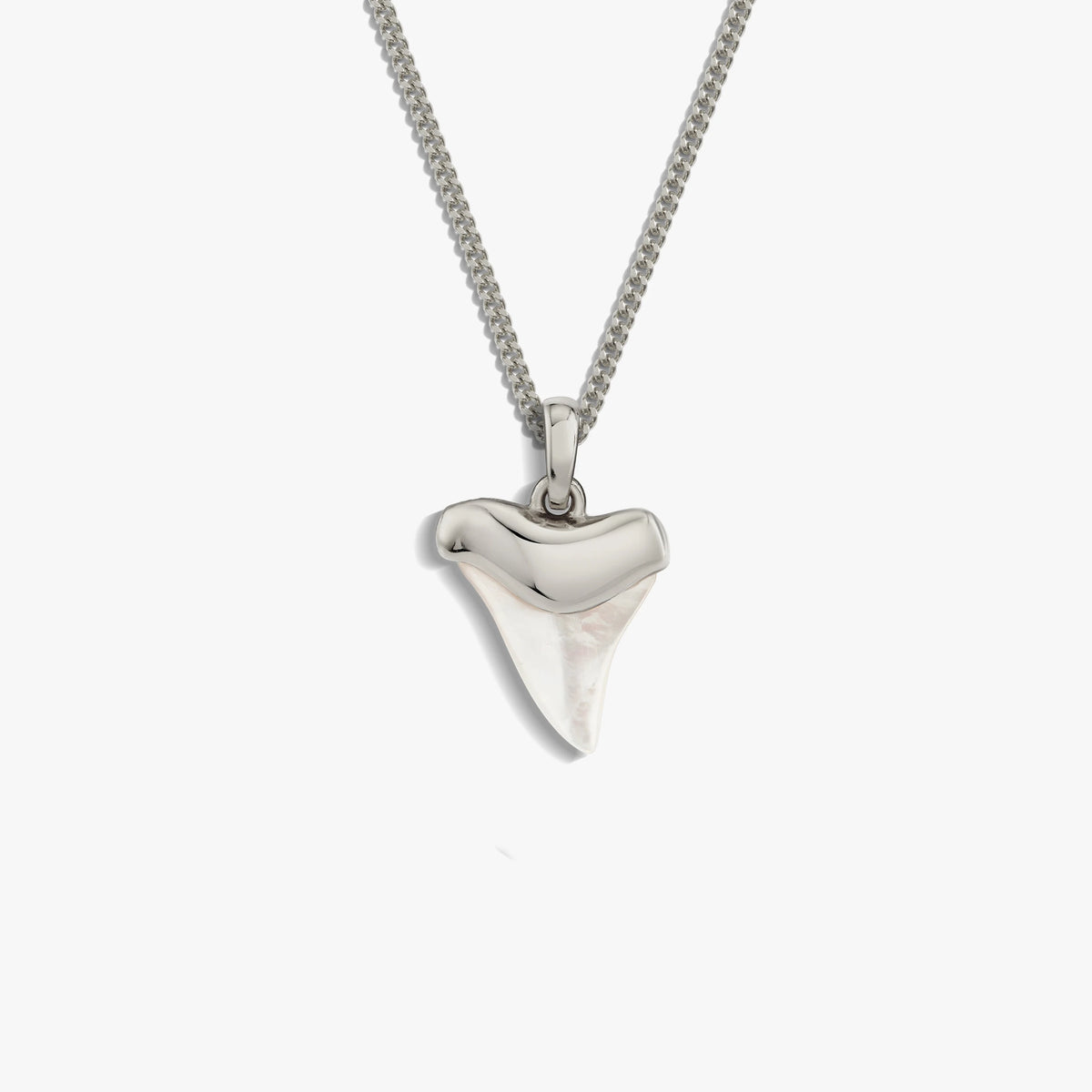 Awe Inspired Necklaces Sterling Silver / Mother of Pearl / 16-18" Cuban Chain Shark Tooth Necklace