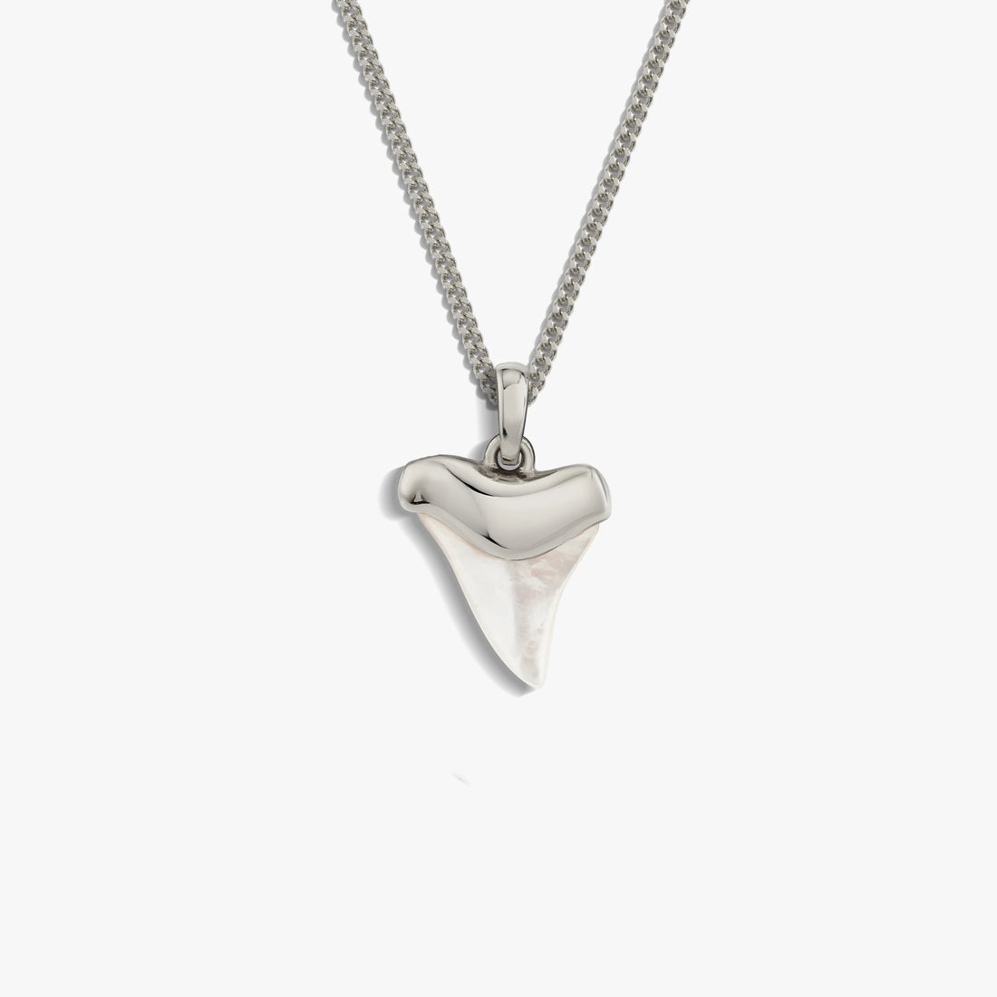 Awe Inspired Necklaces Sterling Silver / Mother of Pearl / 16-18" Cuban Chain Shark Tooth Necklace