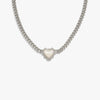 Awe Inspired Necklaces Sterling Silver Mother of Pearl Heart Cuban Necklace