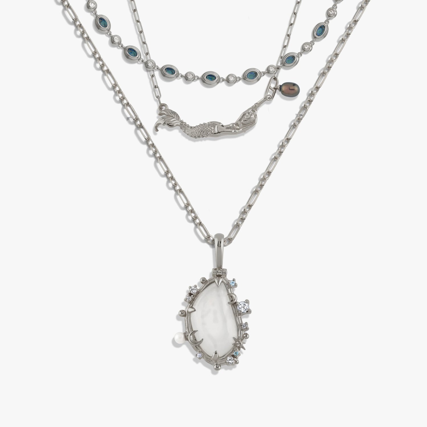 Awe Inspired Necklaces Sterling Silver Ocean Necklace Set