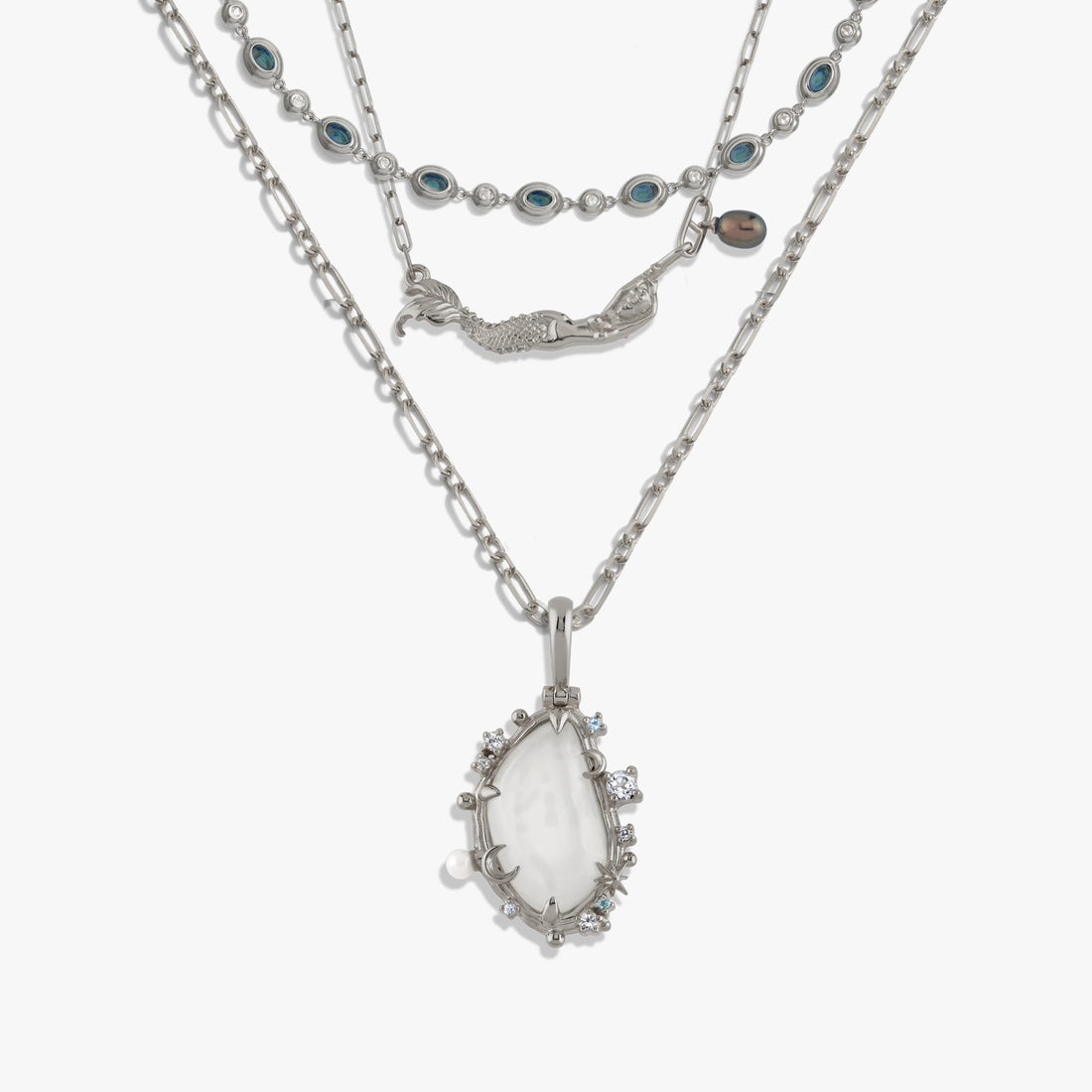 Awe Inspired Necklaces Sterling Silver Ocean Necklace Set