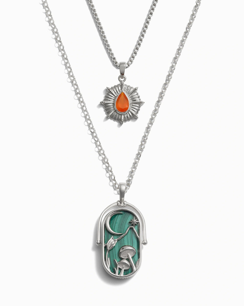 Awe Inspired Necklaces Sterling Silver / Orange Onyx / Earth Elemental Aura Necklace Set