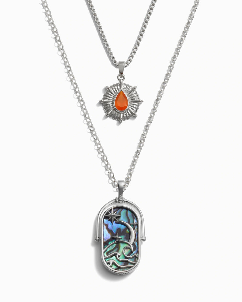 Awe Inspired Necklaces Sterling Silver / Orange Onyx / Water Elemental Aura Necklace Set