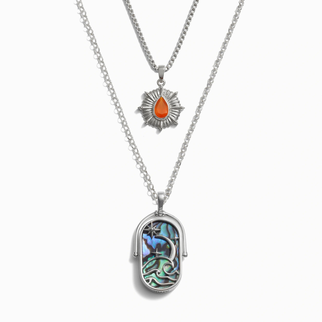 Awe Inspired Necklaces Sterling Silver / Orange Onyx / Water Elemental Aura Necklace Set