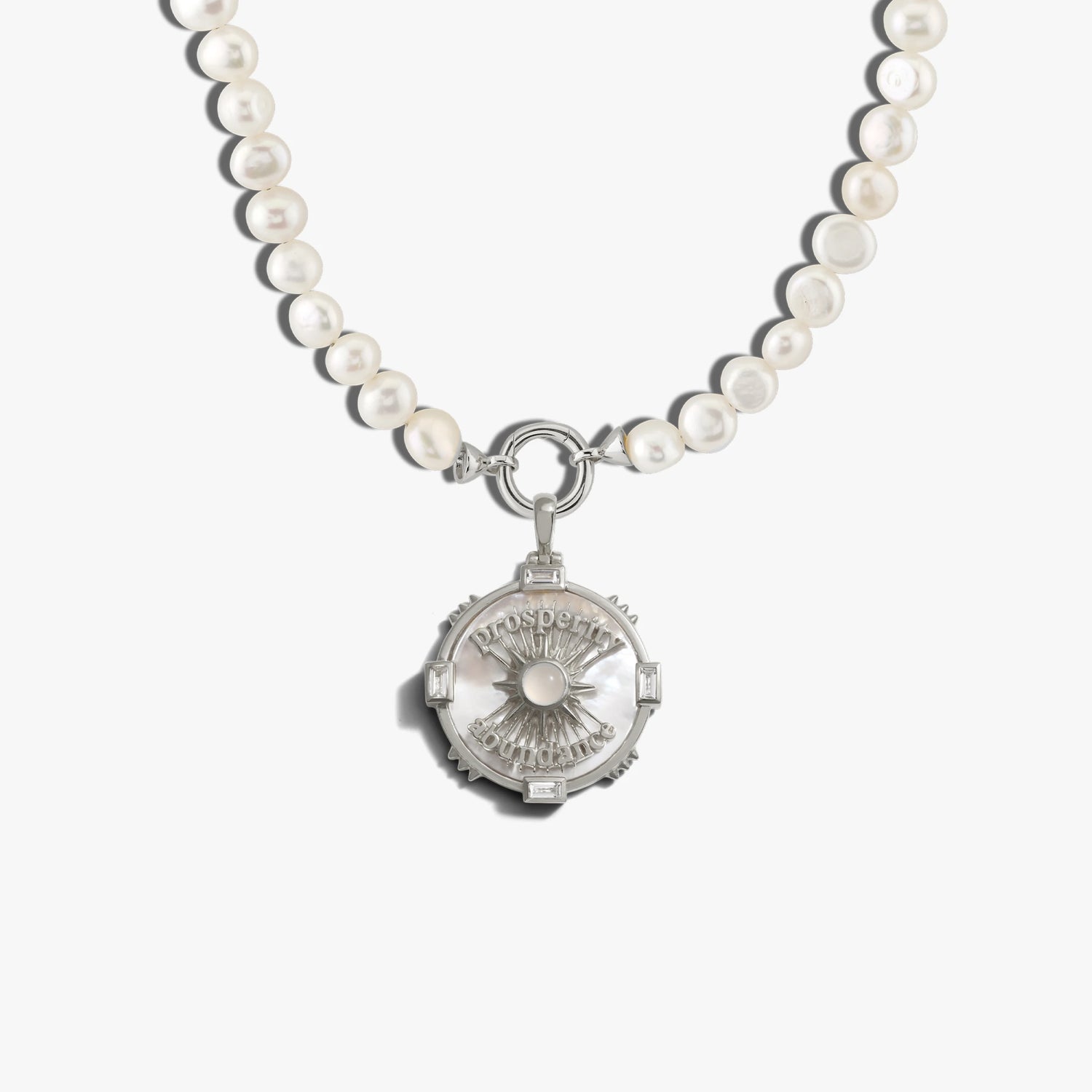 Awe Inspired Necklaces Sterling Silver Prosperity Pearl Charm Necklace