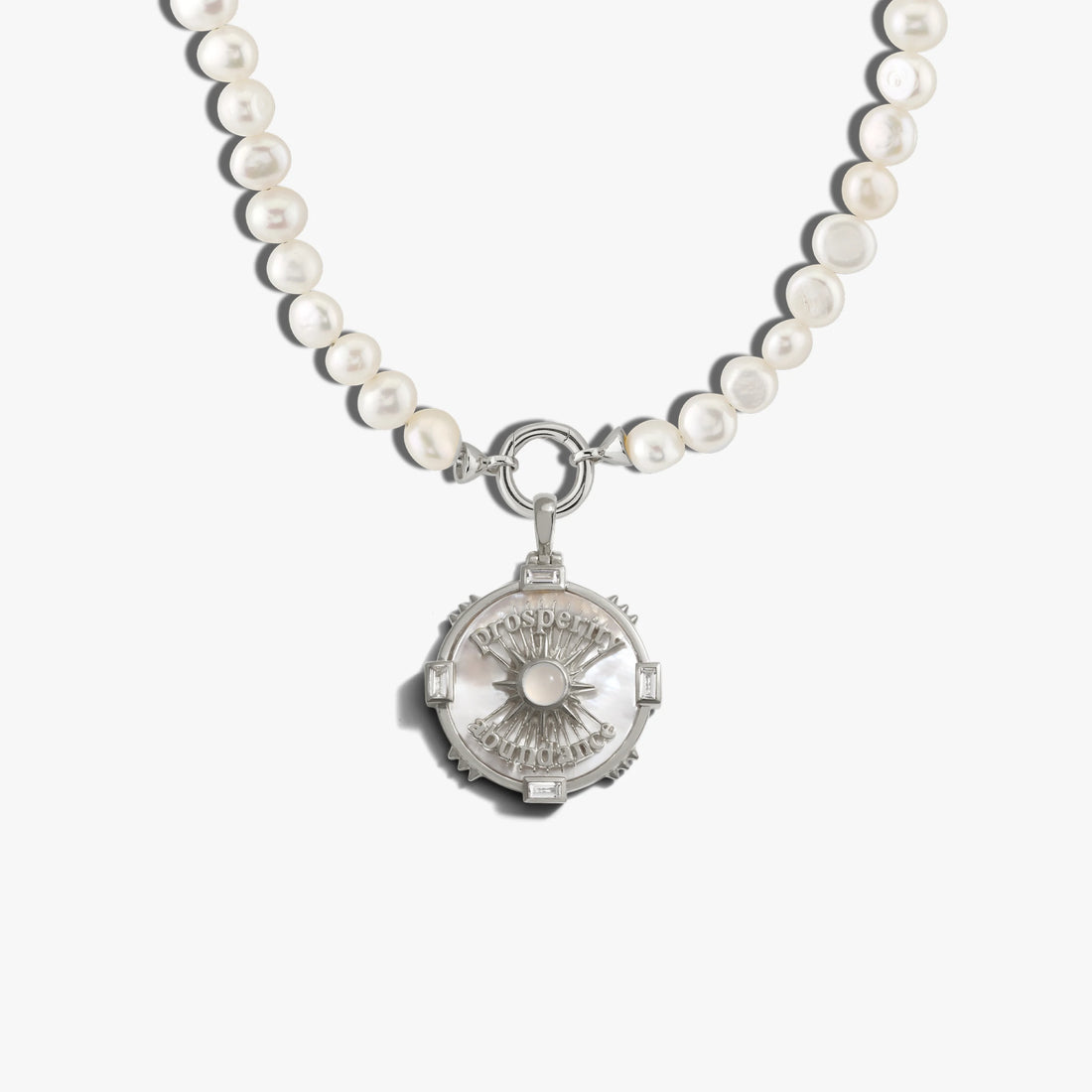 Awe Inspired Necklaces Sterling Silver Prosperity Pearl Charm Necklace