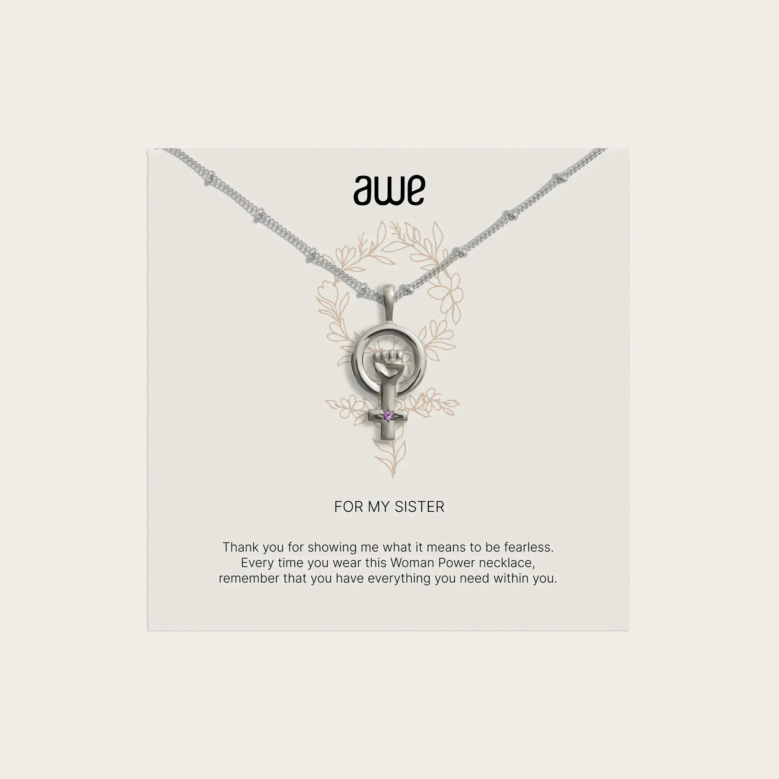 Awe Inspired Necklaces Sterling Silver / Saturn Chain For My Sister Card Gift Set