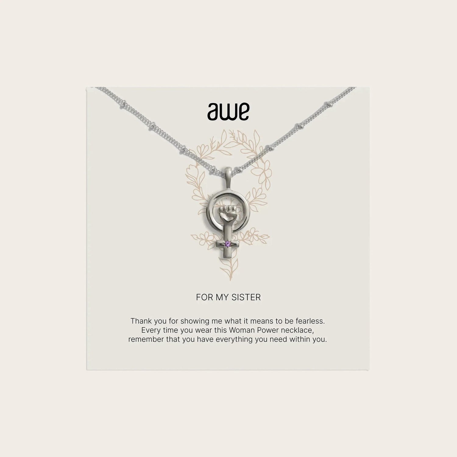 Awe Inspired Necklaces Sterling Silver / Saturn Chain For My Sister Card Gift Set