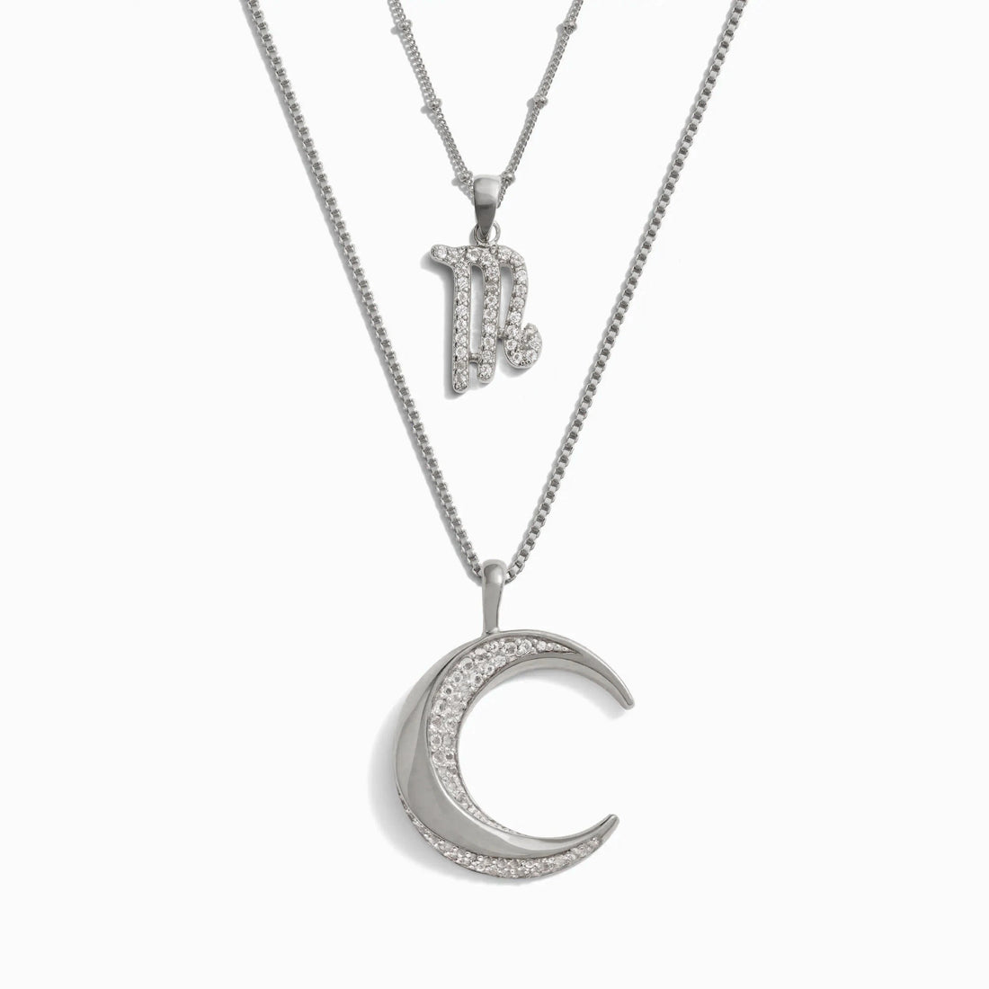 Awe Inspired Necklaces Sterling Silver / Scorpio Twisted Moon and Gemstone Zodiac Set