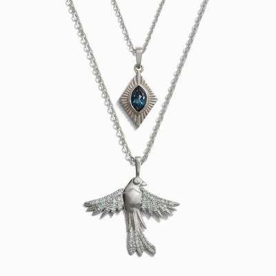 Awe Inspired Necklaces Sterling Silver Suffraget Bluebird and London Blue Aura Set