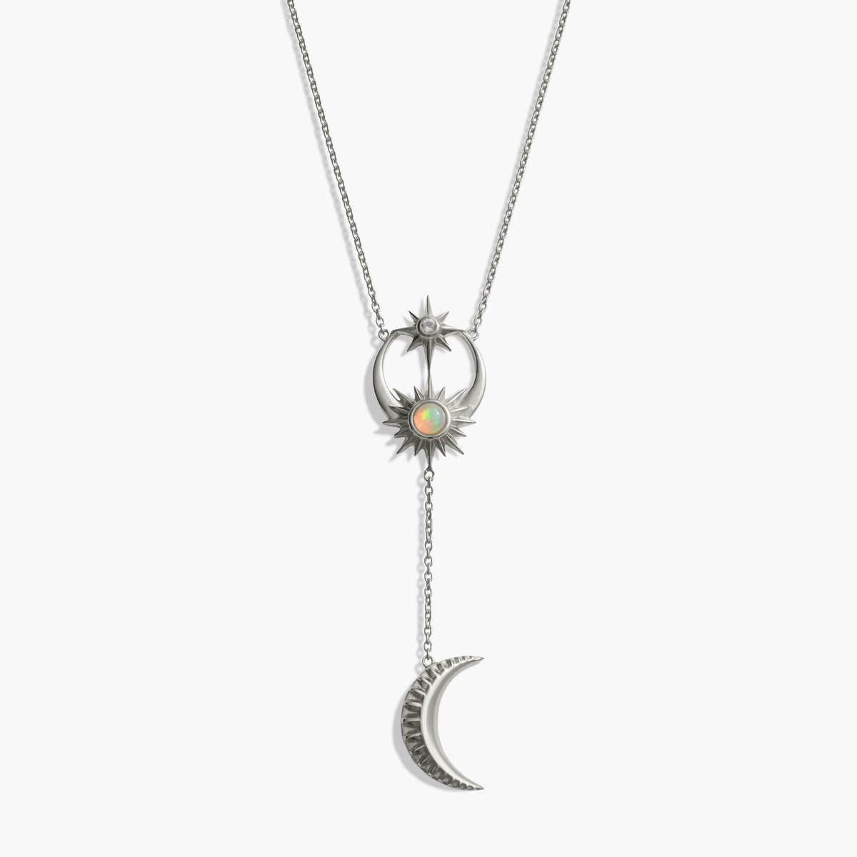 Awe Inspired Necklaces Sterling Silver Sun, Moon & Stars Lariat Necklace