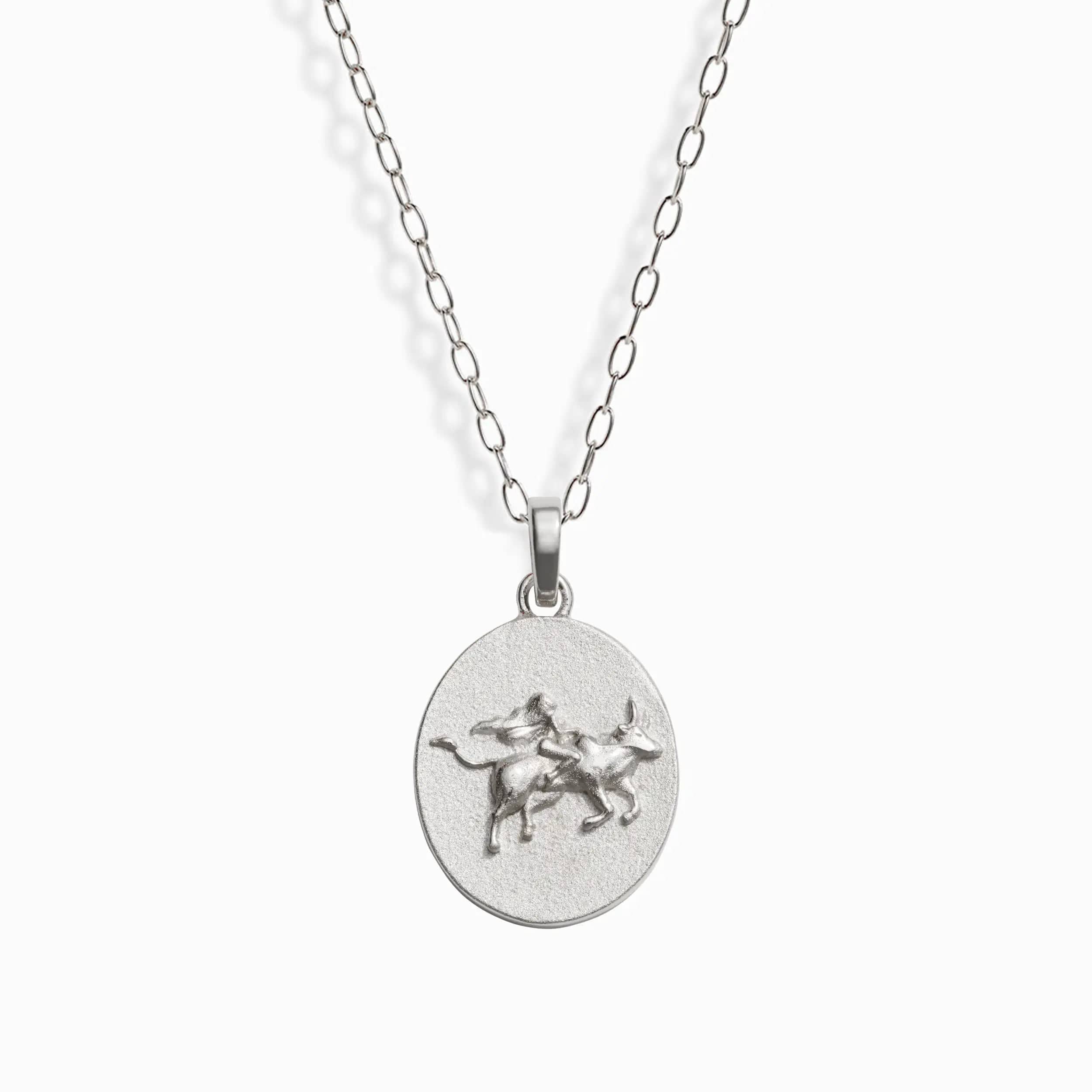 Awe Inspired Necklaces Sterling Silver / Taurus / 16" - 18" Zodiac Goddess Pendant + Mini Paperclip Chain