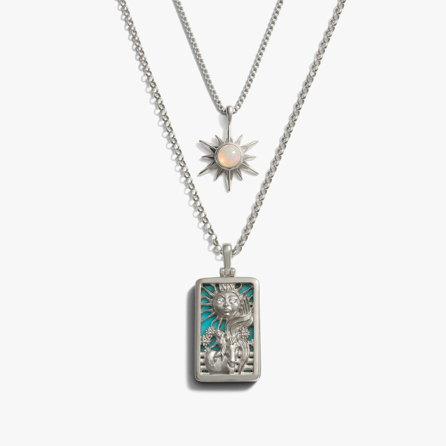 Awe Inspired Necklaces Sterling Silver The Sun Tarot Necklace Set