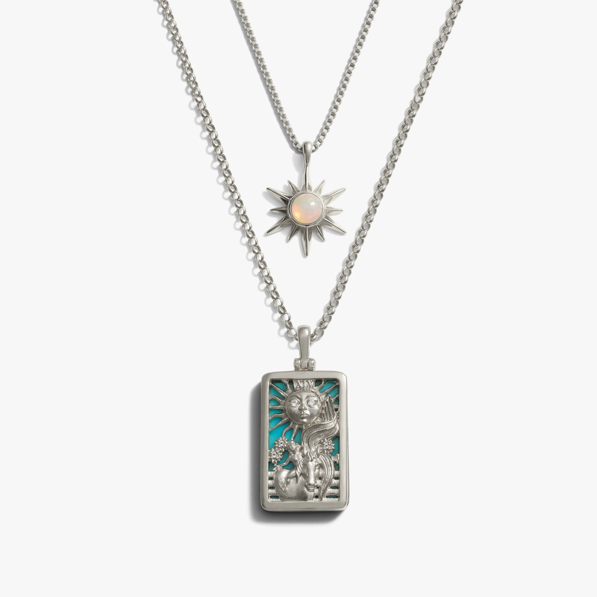 Awe Inspired Necklaces Sterling Silver The Sun Tarot Necklace Set