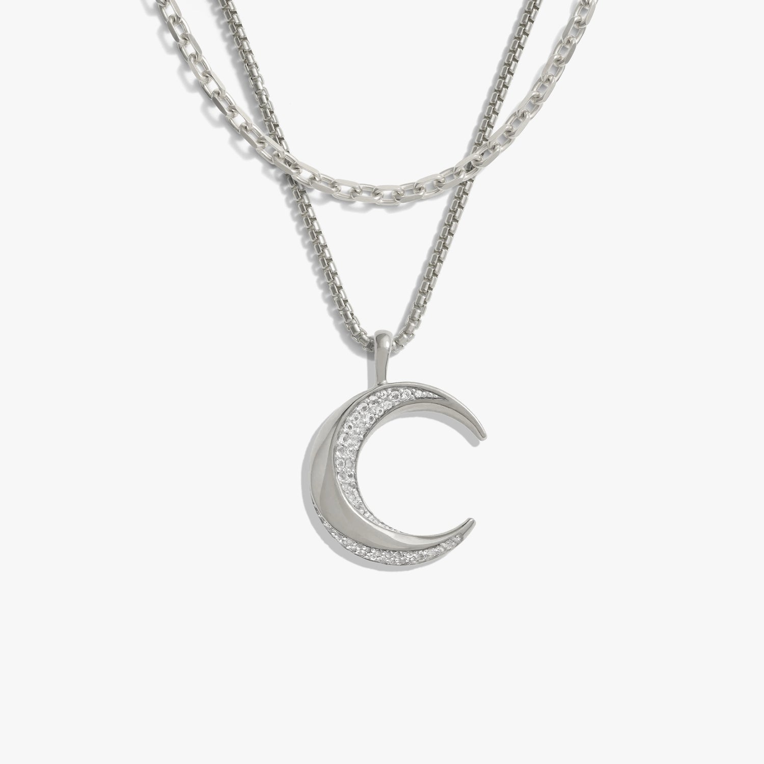 Awe Inspired Necklaces Sterling Silver Twisted Moon Layering Set