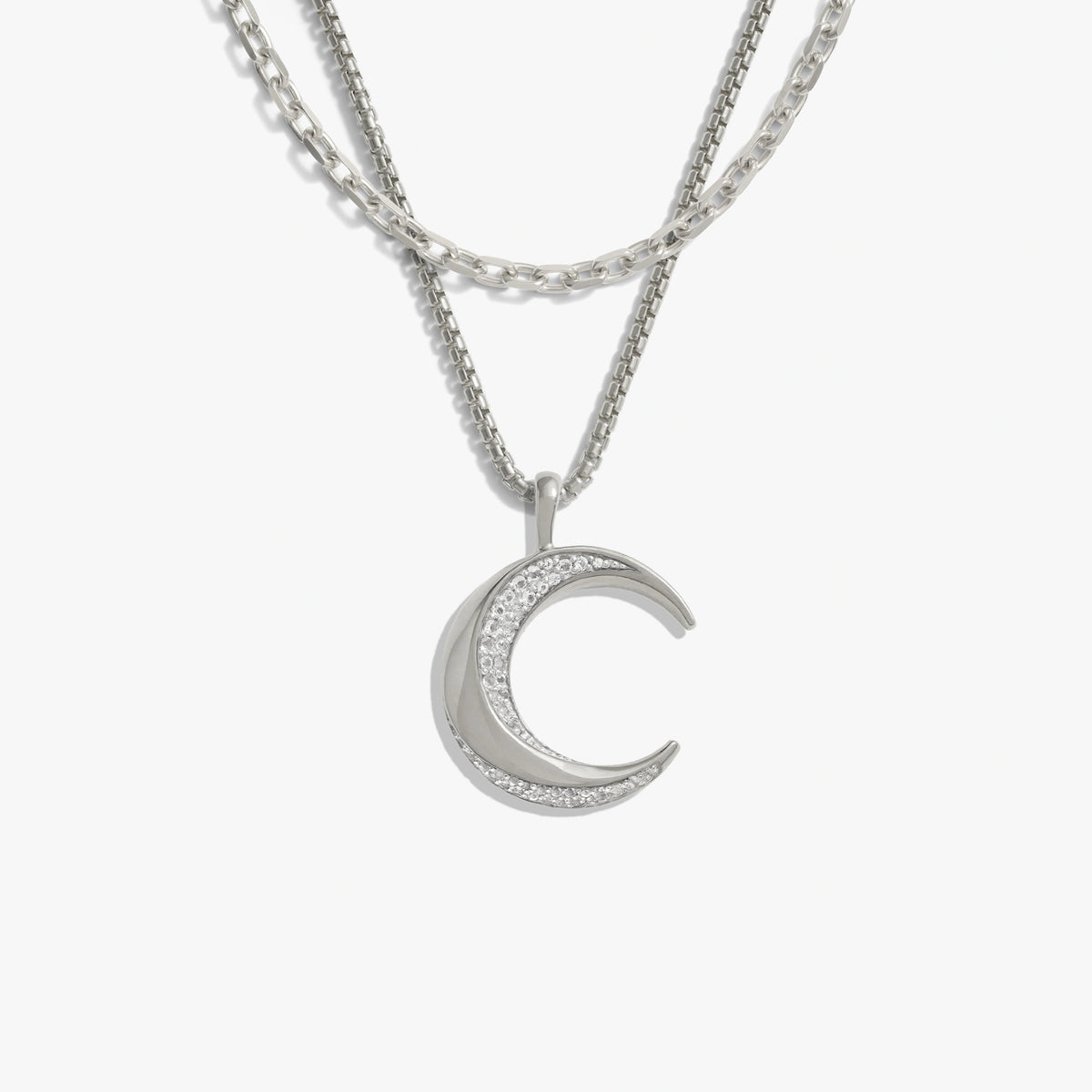 Awe Inspired Necklaces Sterling Silver Twisted Moon Layering Set