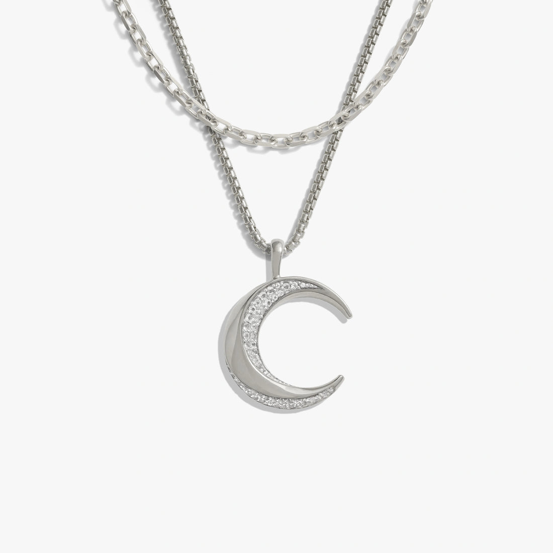 Awe Inspired Necklaces Sterling Silver Twisted Moon Layering Set