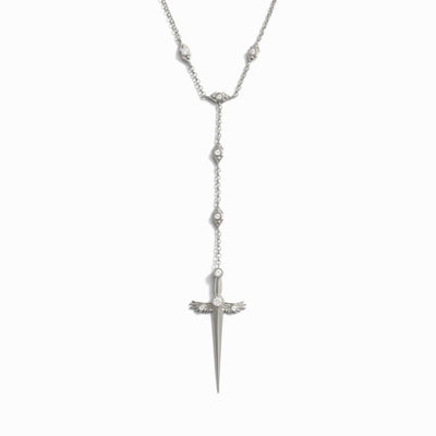 Awe Inspired Necklaces Sterling Silver Winged Sword Lariat