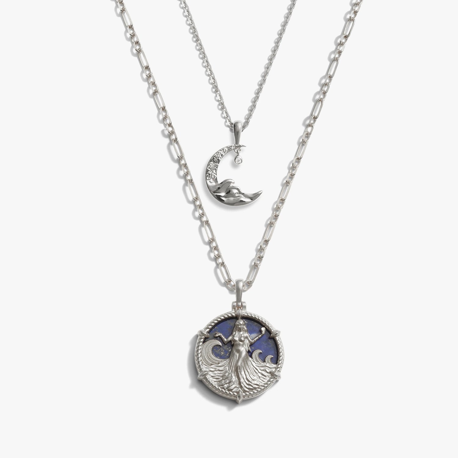 Awe Inspired Necklaces Sterling Silver Yemaya Ocean Tides Necklace Set