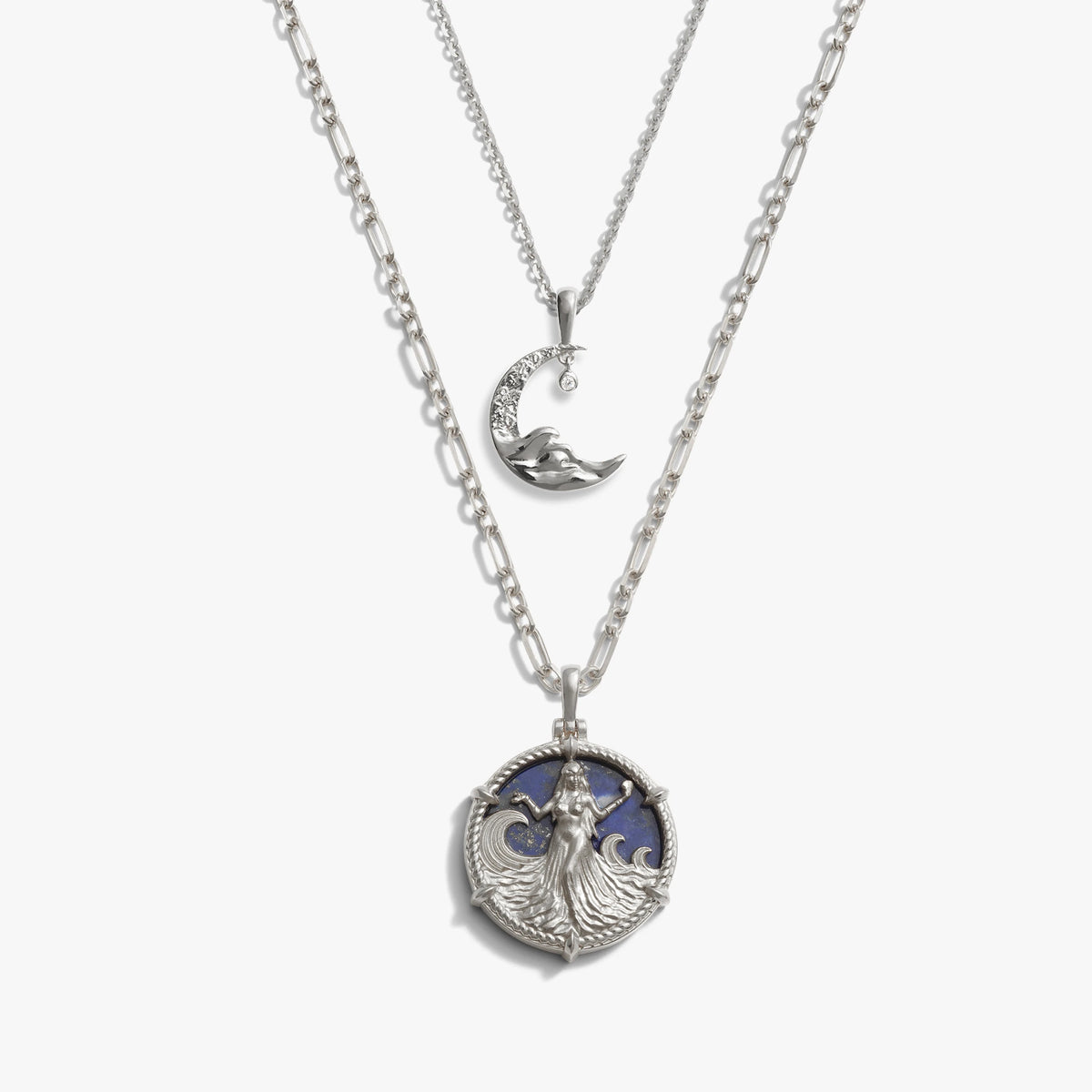 Awe Inspired Necklaces Sterling Silver Yemaya Ocean Tides Necklace Set
